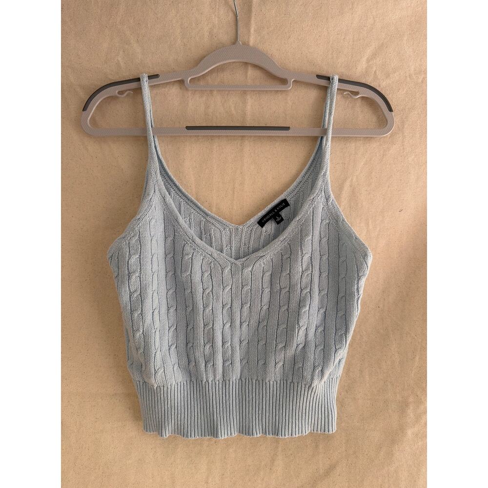 Kendall and Kylie Cable Knit Tank Top Blue Womens S Preppy